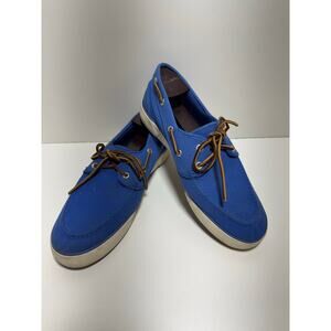 Polo Ralph Lauren Men’s Sander Blue Canvas Bost Shoes Leather Laces Sz 9D Preppy